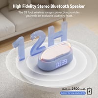 COLSUR digitális ébresztőóra vezeték nélküli töltővel, Bluetooth hangszóróval és éjszakai lámpával 4