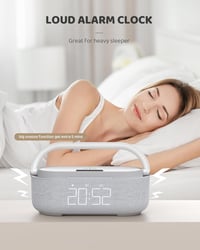 COLSUR Digitális Rádiós Ébresztőóra Vezeték Nélküli Töltővel, Bluetooth Hangszóró USB Töltő, Szundi Funkció, Éjjeli Lámpa 3