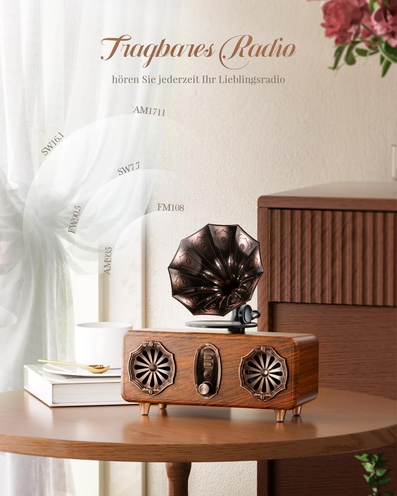 COLSUR Retro Bluetooth Rádió FM TF Card USB AUX 10W Hordozható Vezeték Nélküli