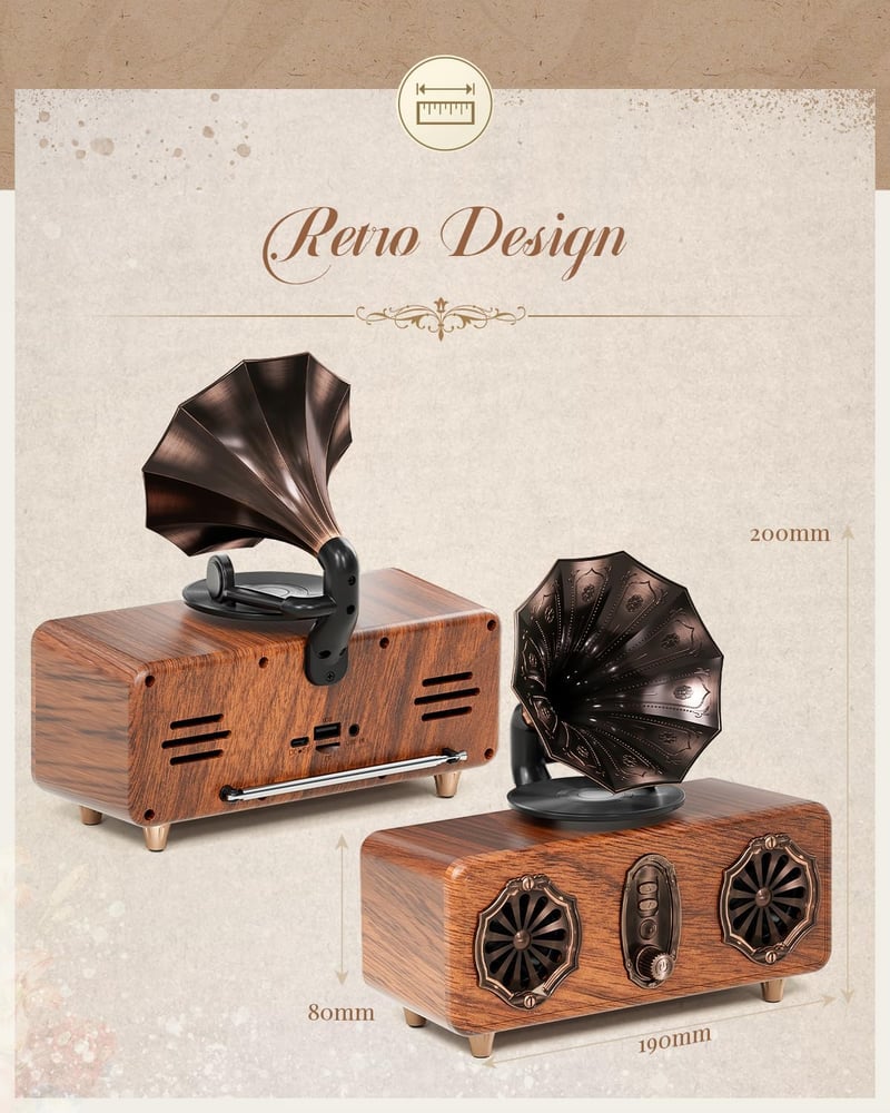 COLSUR Retro Bluetooth Rádió FM TF Card USB AUX 10W Hordozható Vezeték Nélküli