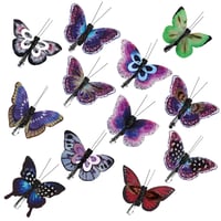 com-four Set de 12 fluturi decorativi cu clips - Fluturi artificiali colorați pentru aranjamente de masă - Decorațiune de toamnă cu clemă - 8 cm 1