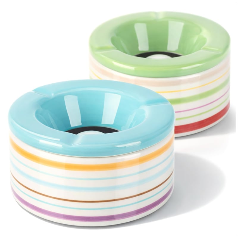 com-four Set 2 Cenușare rezistente la vânt din ceramică dolomită, scrumiere de exterior rezistente la intemperii