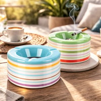 com-four Set 2 Cenușare rezistente la vânt din ceramică dolomită, scrumiere de exterior rezistente la intemperii 2