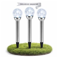 com-four 3x LED solárna záhradná lampa s praskaným sklom – solárne guľové dekoračné osvetlenie do záhrady na vonkajšie použitie – dekoratívne solárne záhradné svietidlo 1