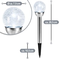 com-four 3x LED solárna záhradná lampa s praskaným sklom – solárne guľové dekoračné osvetlenie do záhrady na vonkajšie použitie – dekoratívne solárne záhradné svietidlo 2