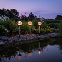 com-four 3x LED solárna záhradná lampa s praskaným sklom – solárne guľové dekoračné osvetlenie do záhrady na vonkajšie použitie – dekoratívne solárne záhradné svietidlo 4