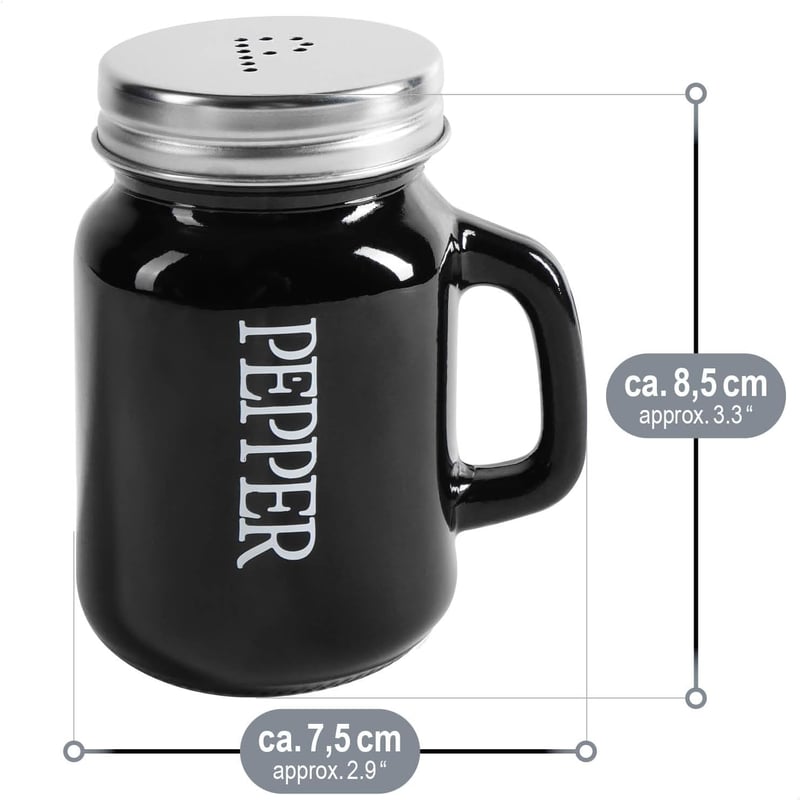 com-four 4 részes só és bors szóró szett üveg fekete/fehér - 04 Pieces - Black and White Glass