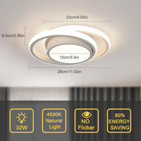 Comely Kerek LED Mennyezeti Lámpa 32W - 2350lm, 4500K Természetes Fehér Fény, 28cm Átmérő, Energiatakarékos, Fürdőszobába, Konyhába, Hálószo 2