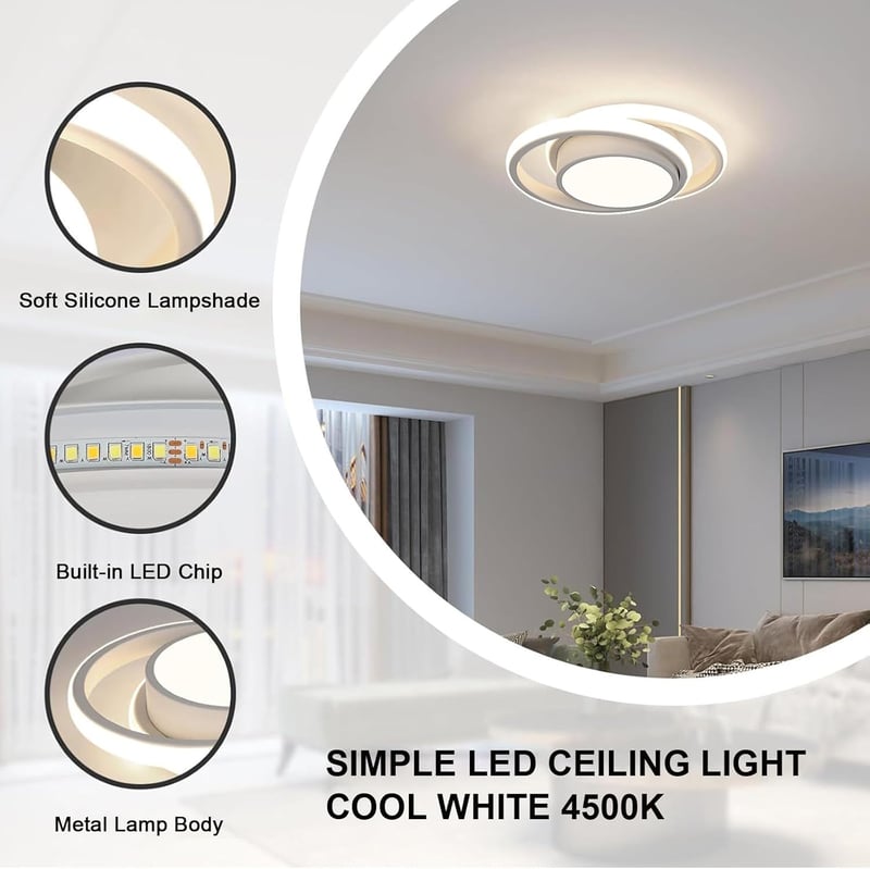 Comely Kerek LED Mennyezeti Lámpa 32W - 2350lm, 4500K Természetes Fehér Fény, 28cm Átmérő, Energiatakarékos, Fürdőszobába, Konyhába, Hálószo