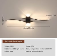 Comely LED fali lámpa 27W 3000 lm, modern fel-le világítás, fekete, 4500K 4