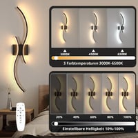 Nástenné LED svietidlo Comely, stmievateľné, 32 W, kreatívny dlhý dizajn, čierne, 80 cm, nastaviteľný jas, moderná nástenná lampa do obývačky a spálne 4