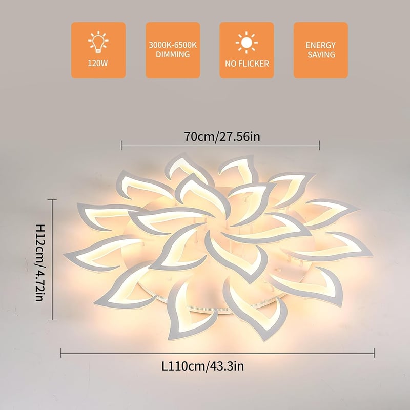 Comely LED mennyezeti lámpa 120W dimmelhető távirányítóval 110cm fehér