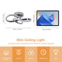 Comely LED Stropna Svjetiljka 30W 3375lm, Moderna Aluminijska Rasvjeta za Dnevni Boravak, Spavaću Sobu, Hodnik, Kuhinju i Balkon, Topla Bijela 3000K, 30 cm, Srebrna 3