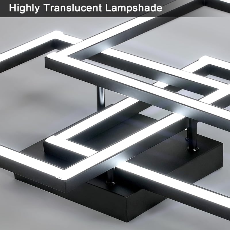 Comely Modern Fekete Mennyezeti LED Lámpa 62 cm - Távirányítós, Fényerőszabályozható, 40W 4500LM, 3000K-6500K, Nappali, Háló, Étkező