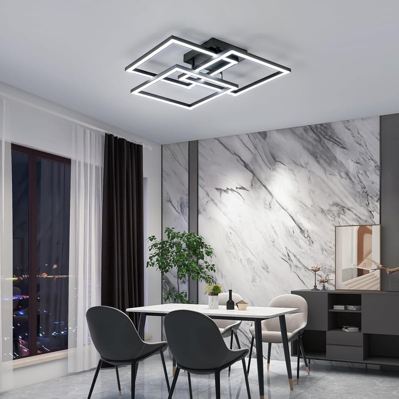 Comely Modern Fekete Mennyezeti LED Lámpa 62 cm - Távirányítós, Fényerőszabályozható, 40W 4500LM, 3000K-6500K, Nappali, Háló, Étkező
