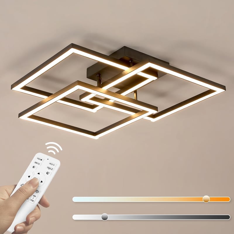 Comely Modern Fekete Mennyezeti LED Lámpa 62 cm - Távirányítós, Fényerőszabályozható, 40W 4500LM, 3000K-6500K, Nappali, Háló, Étkező