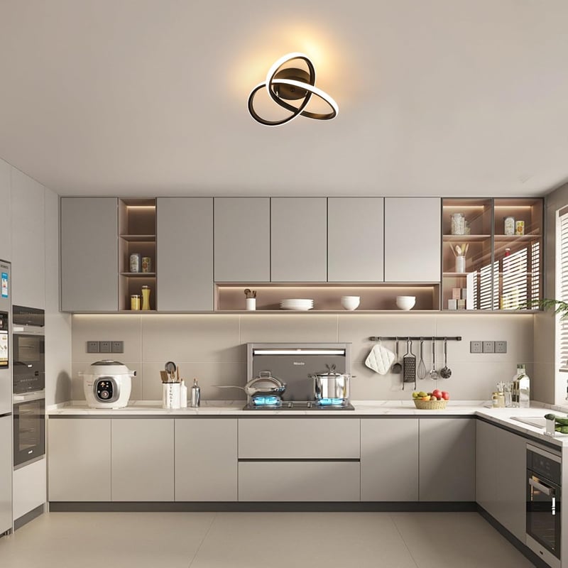 Comely Modern LED Mennyezeti Lámpa, 30W, 3375lm, Fekete Alumínium, 30cm, Meleg Fehér 3000K, Nappaliba, Hálóba, Konyhába, Energiatakarékos