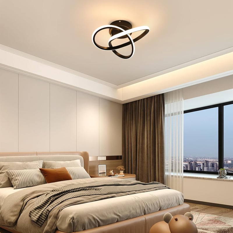 Comely Modern LED Mennyezeti Lámpa, 30W, 3375lm, Fekete Alumínium, 30cm, Meleg Fehér 3000K, Nappaliba, Hálóba, Konyhába, Energiatakarékos
