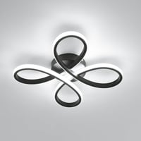 Comely Modern LED Mennyezeti Lámpa Fekete - 30W 3500LM Virág Dizájn Akril Világítás Nappalikba Hálószobákba 6500K Hideg Fehér Fény 5