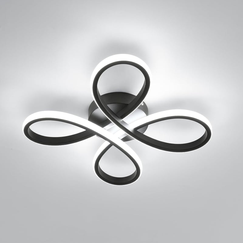 Comely Modern LED Mennyezeti Lámpa Fekete - 30W 3500LM Virág Dizájn Akril Világítás Nappalikba Hálószobákba 6500K Hideg Fehér Fény