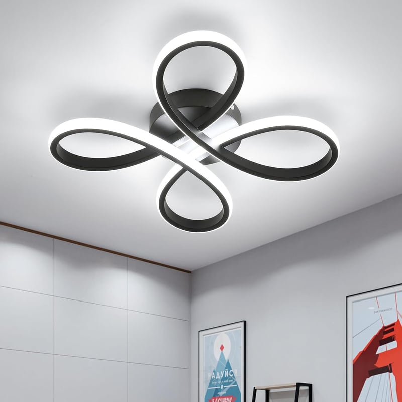 Comely Modern LED Mennyezeti Lámpa Fekete - 30W 3500LM Virág Dizájn Akril Világítás Nappalikba Hálószobákba 6500K Hideg Fehér Fény