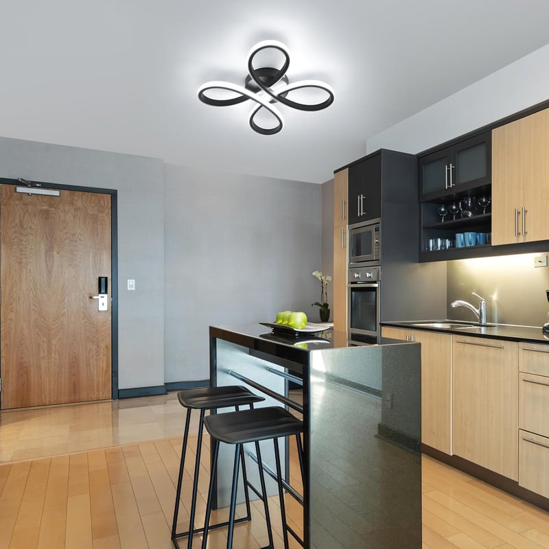 Comely Modern LED Mennyezeti Lámpa Fekete - 30W 3500LM Virág Dizájn Akril Világítás Nappalikba Hálószobákba 6500K Hideg Fehér Fény