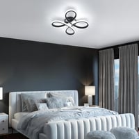 Comely Modern LED Mennyezeti Lámpa Fekete - 30W 3500LM Virág Dizájn Akril Világítás Nappalikba Hálószobákba 6500K Hideg Fehér Fény 6