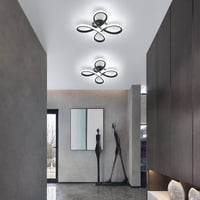 Comely Modern LED Mennyezeti Lámpa Fekete - 30W 3500LM Virág Dizájn Akril Világítás Nappalikba Hálószobákba 6500K Hideg Fehér Fény 7