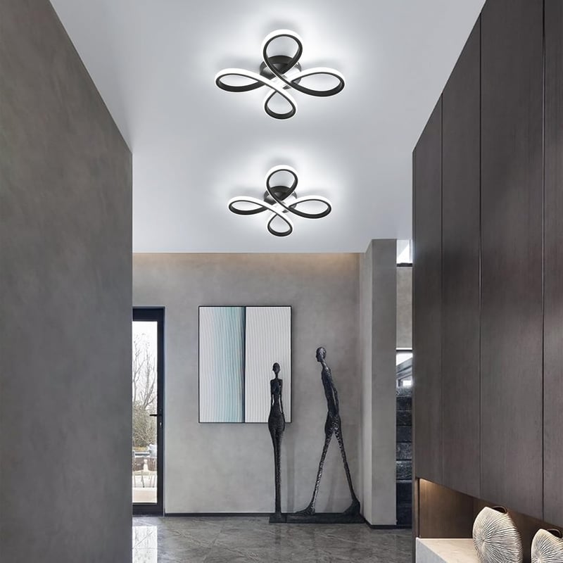 Comely Modern LED Mennyezeti Lámpa Fekete - 30W 3500LM Virág Dizájn Akril Világítás Nappalikba Hálószobákba 6500K Hideg Fehér Fény