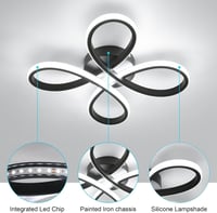 Comely Modern LED Mennyezeti Lámpa Fekete - 30W 3500LM Virág Dizájn Akril Világítás Nappalikba Hálószobákba 6500K Hideg Fehér Fény 4