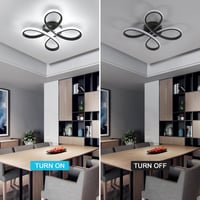 Comely Modern LED Mennyezeti Lámpa Fekete - 30W 3500LM Virág Dizájn Akril Világítás Nappalikba Hálószobákba 6500K Hideg Fehér Fény 9