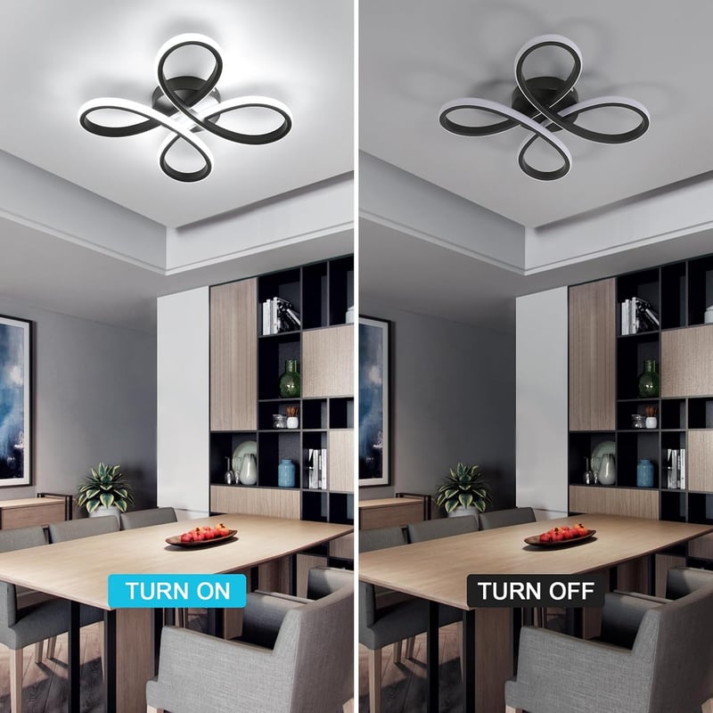 Comely Modern LED Mennyezeti Lámpa Fekete - 30W 3500LM Virág Dizájn Akril Világítás Nappalikba Hálószobákba 6500K Hideg Fehér Fény