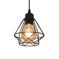 Comely Vintage závesná lampa - Čierna klietková stropná lampa s objímkou E27 - Retro priemyselné tienidlo do obývačky, kuchyne, spálne, jedálne 1