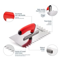 Mistrie dințată COMENSAL 6 mm - Gletieră profesională din oțel inoxidabil pentru faianță - Mâner ergonomic - Fabricată în UE - 270 x 130 mm 2