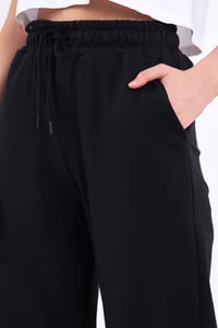 Pantaloni de trening pentru femei COMEOR - Pantaloni sport lungi din bumbac cu croială lejeră, talie elastică și croi drept, negru, mărimea L 5