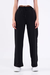 Pantaloni de trening pentru femei COMEOR - Pantaloni sport lungi din bumbac cu croială lejeră, talie elastică și croi drept, negru, mărimea L 2