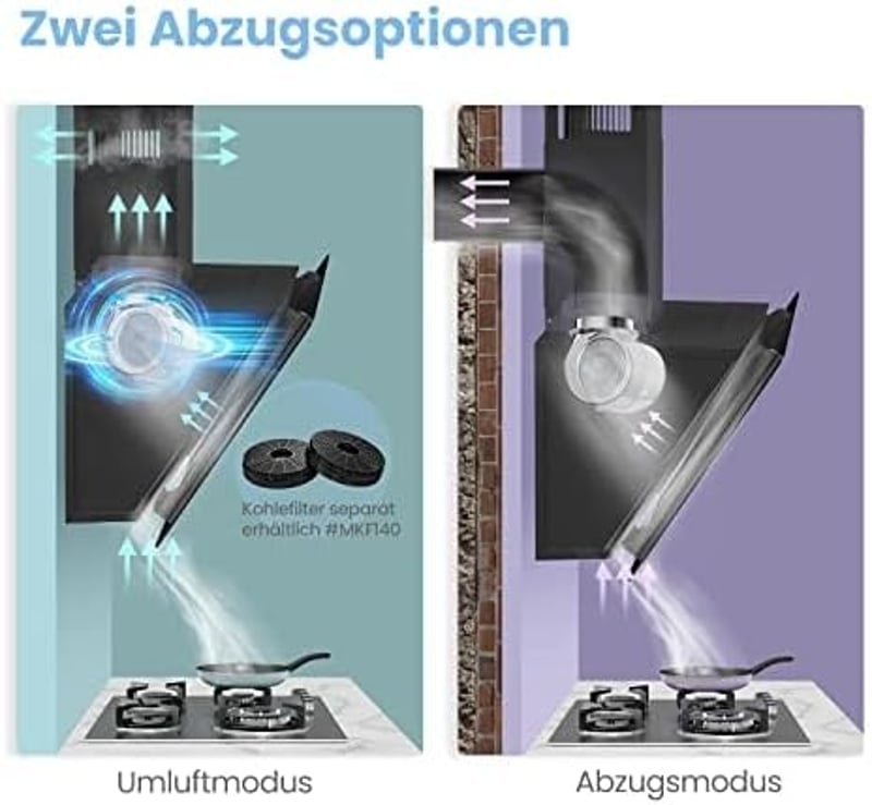 COMFEE 60 cm-es fali páraelszívó üveg és rozsdamentes acél, LED, érintőképernyő