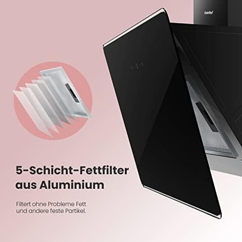 COMFEE 60 cm-es fali páraelszívó üveg és rozsdamentes acél, LED, érintőképernyő