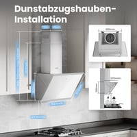 Comfee CH60J64ET4A2W Zidna kuhinjska napa 60 cm, bijela/inox, A++, kaminasta, s ugljenim filtrom, BLDC motor, 380 m³/h, LED, dodirno upravljanje, maks. 64 dB, staklo/nehrđajući čelik 4