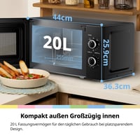 Cuptor cu microunde Comfee CMO-MG202NC(BK) cu grill, 20 litri, microunde 700 W, grill 1000 W, 5 niveluri de putere, temporizator 1-35 minute, compact, negru 2