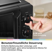 Voľne stojaca mikrovlnná rúra Comfee CMO-MP012ND(BK), 20 l, čierna, 700 W, 5 úrovní výkonu, otočný tanier, rozmrazovanie, kompaktný dizajn 5