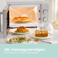 Comfee CMSN 20 si mikrohullámú sütő 20L 700W ezüst színben, egykamrás, 5 teljesítményszint, belső világítás, gyors kiolvasztás, 360 fokos fo 3