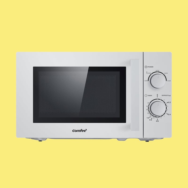 Comfee CMSN 20 si mikrohullámú sütő 20L 700W ezüst színben, egykamrás, 5 teljesítményszint, belső világítás, gyors kiolvasztás, 360 fokos fo