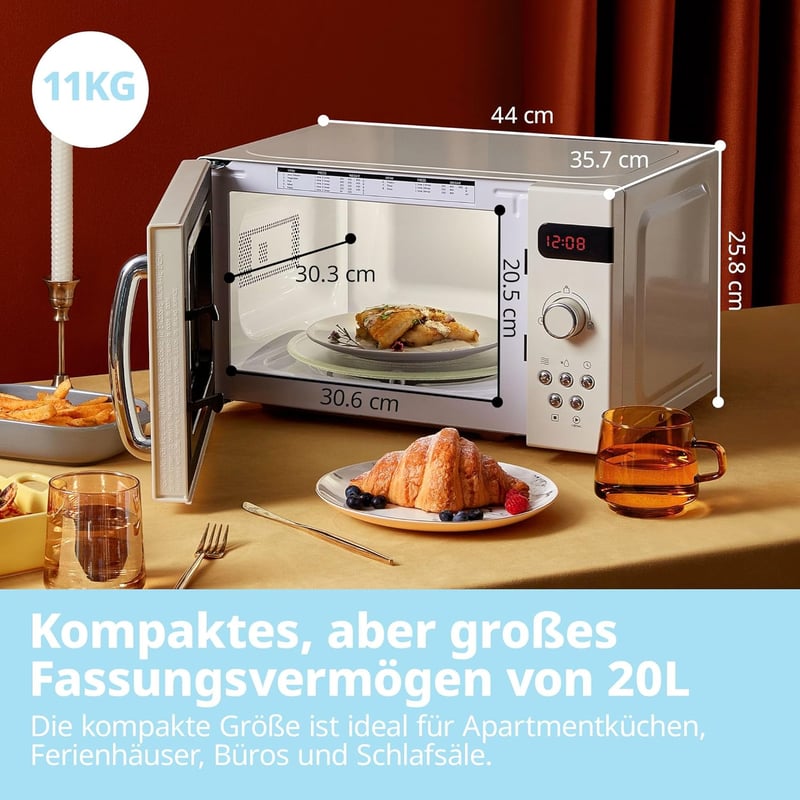 Comfee CMSRO 20 di cr retro mikrohullámú sütő 20L 800W krém