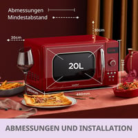 Comfee CMSRO 20 di rd Retro Mikrohullámú Sütő 20L Piros 800W 3