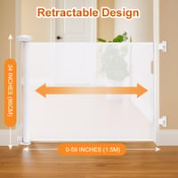 Poartă de siguranță retractabilă Comfen 150x86 cm, pentru scări și câini, Alb 2