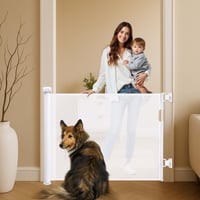 Poartă de siguranță retractabilă Comfen 150x86 cm, pentru scări și câini, Alb 1