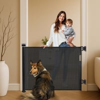 Poartă de siguranță retractabilă Comfen 150x86 cm pentru scări și câini, negru 1