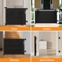 Poartă de siguranță retractabilă Comfen 150x86 cm pentru scări și câini, negru 7