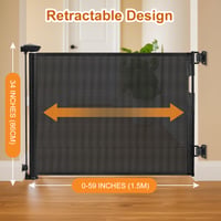 Poartă de siguranță retractabilă Comfen 150x86 cm pentru scări și câini, negru 2
